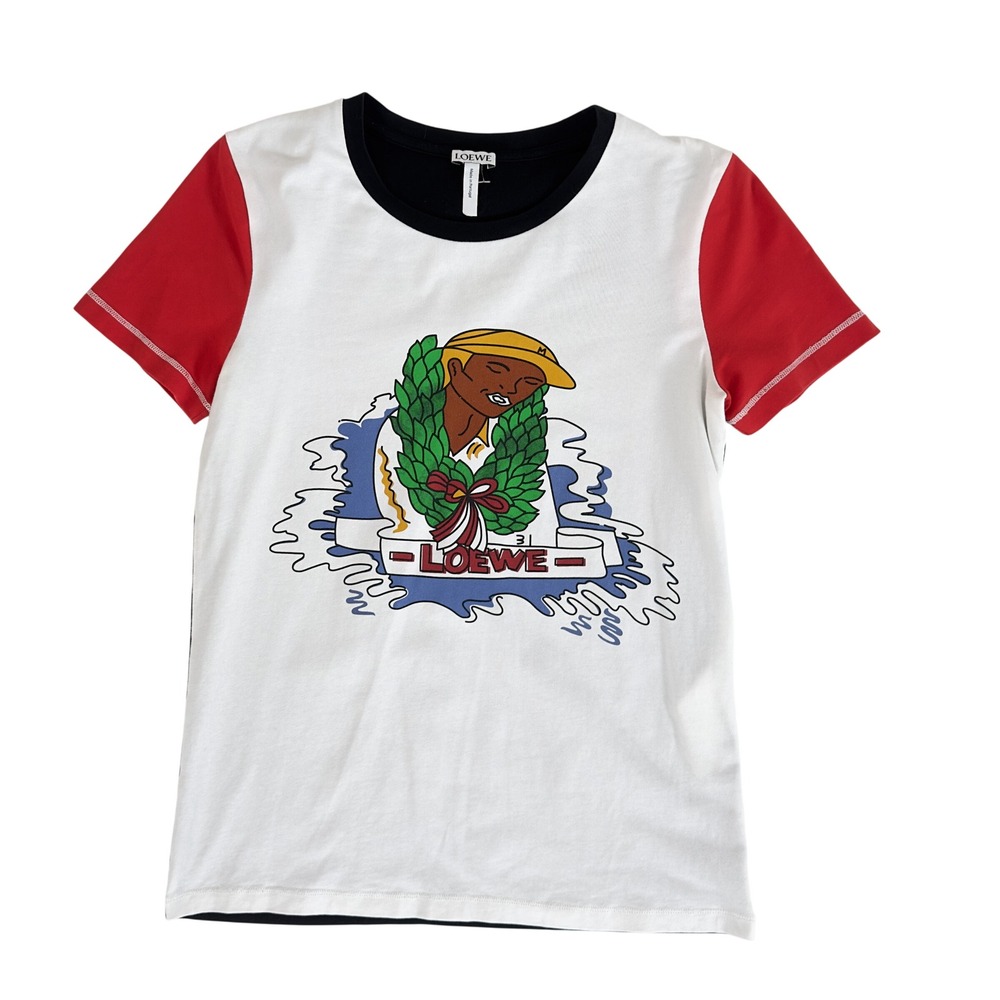 Loewe Graphic Colorblock T-Shirt White Black Red Laurel Wreath‎ Small Portugal